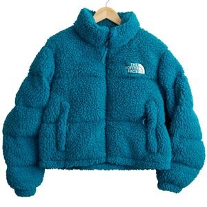 The North Face Sherpa Nuptse Jacket Womens Medium Teal Blue Down Puffer NF0A7WSK